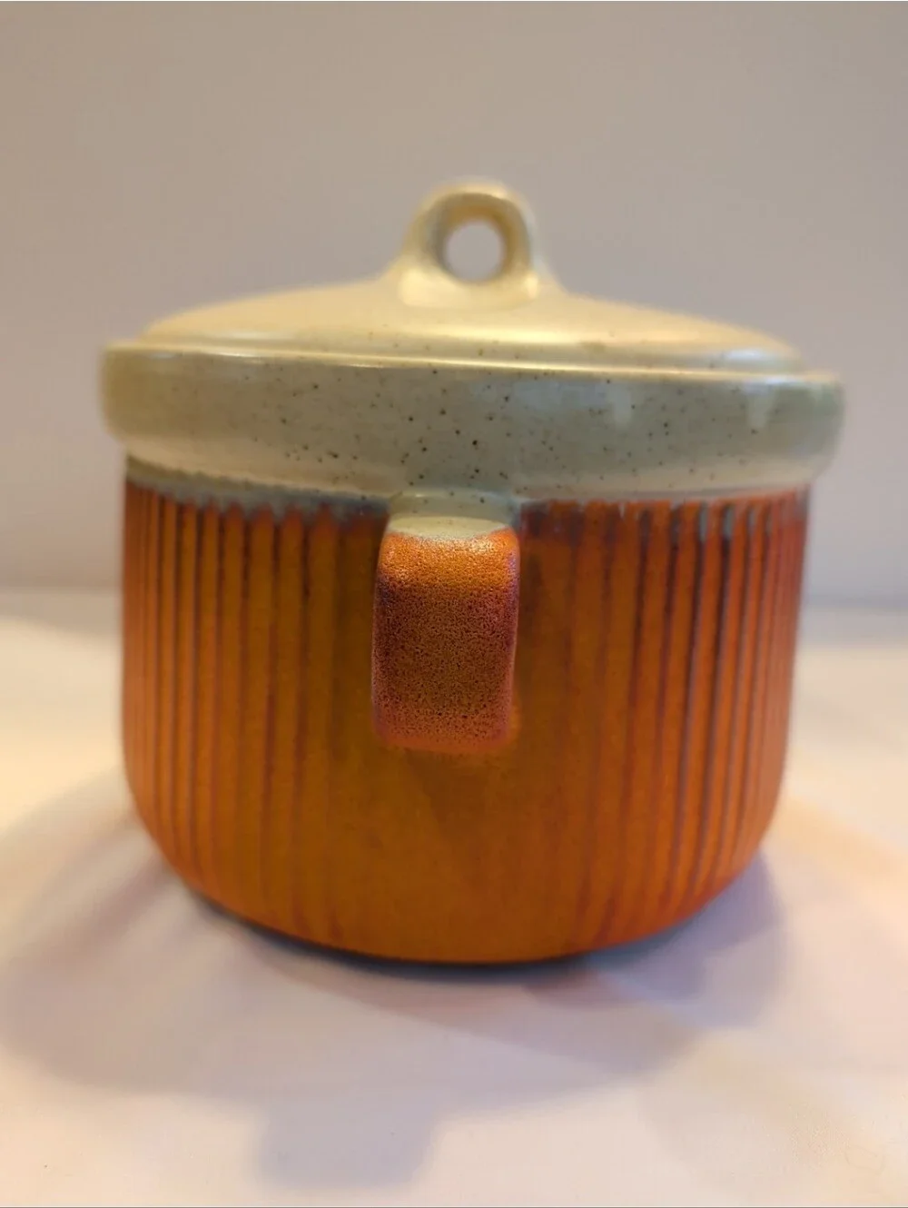 Stoneware Casserole Haeger 3210-S Lidded Ribbed Crock 1970s Vintage 8